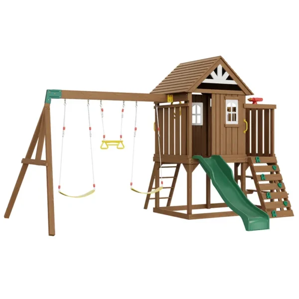 Wooden Swing Set, 9 IN 1 Outdoor Playground Sets for Backyards